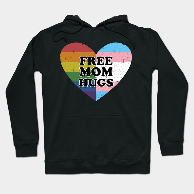 Free mom hugs with rainbow and transgender flag heart Hoodie by Designzz